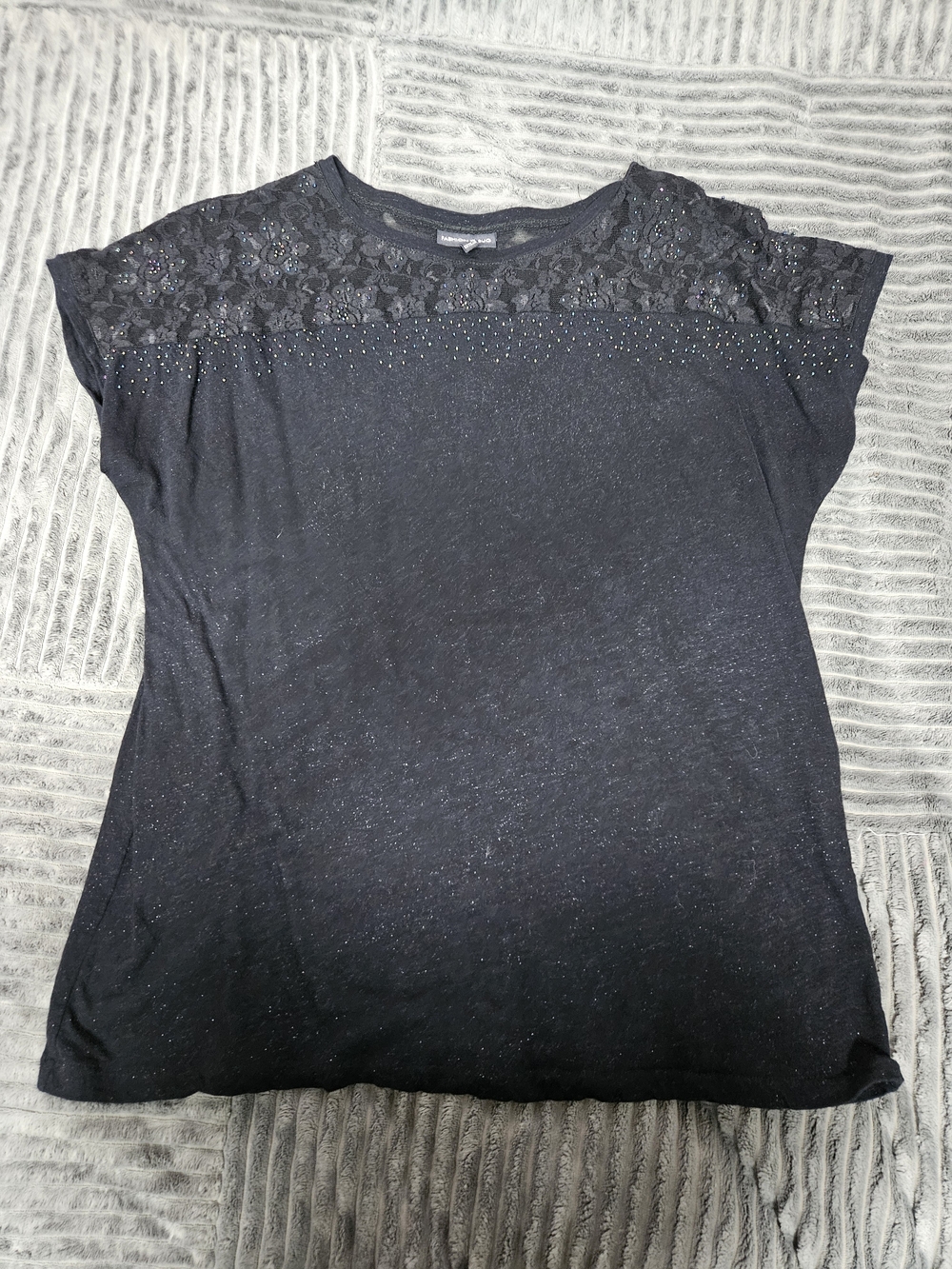 Black Lace Sparkle Tee - Women